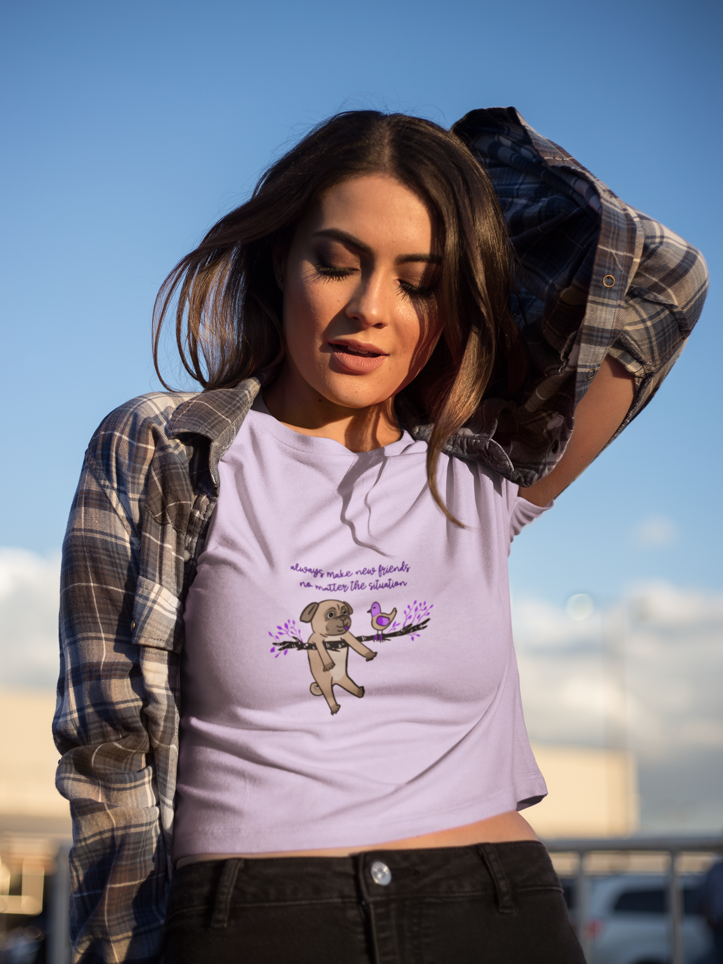 "Always Make New Friends" Women's Crop Top T-shirt