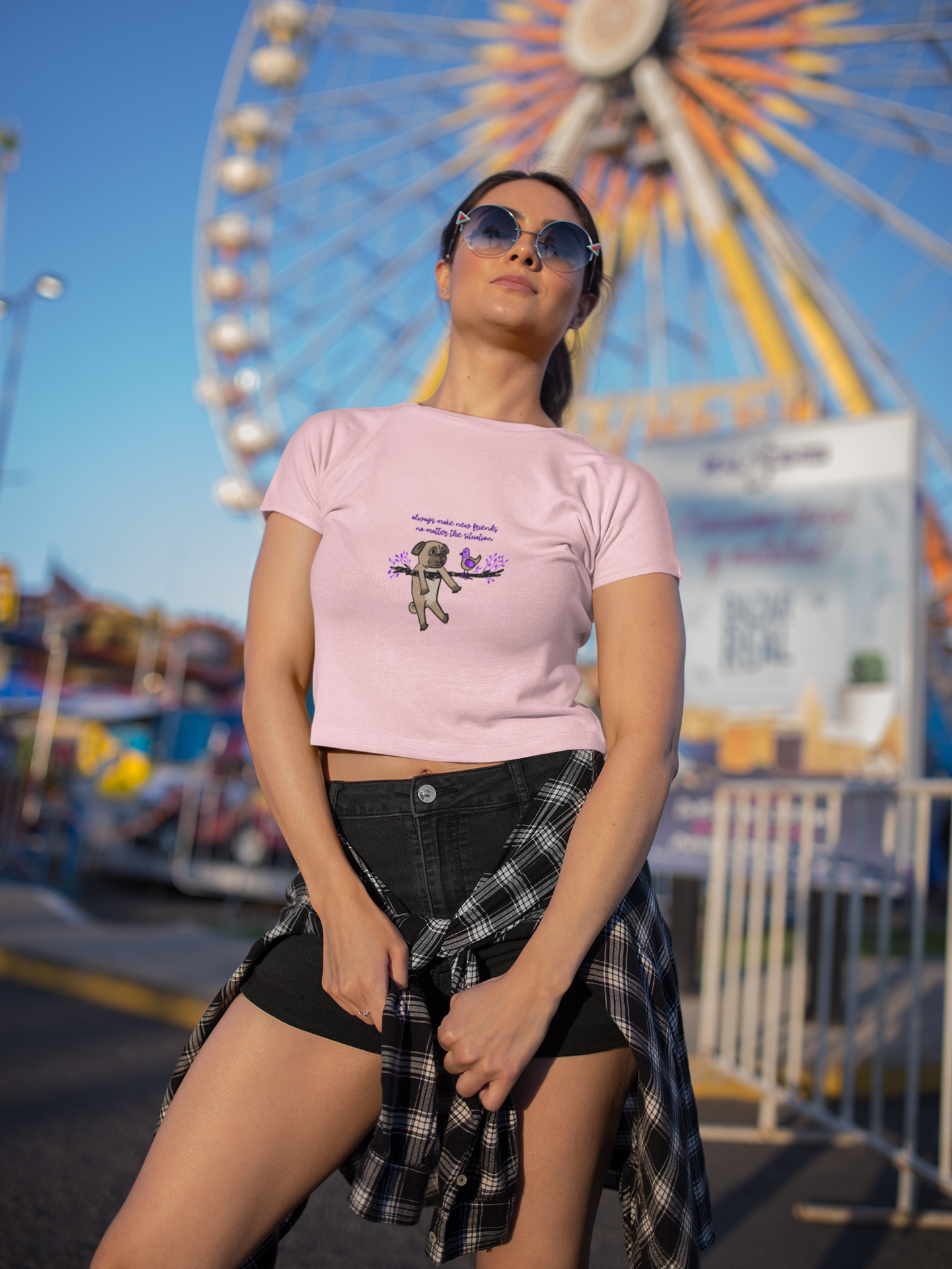 "Always Make New Friends" Women's Crop Top T-shirt