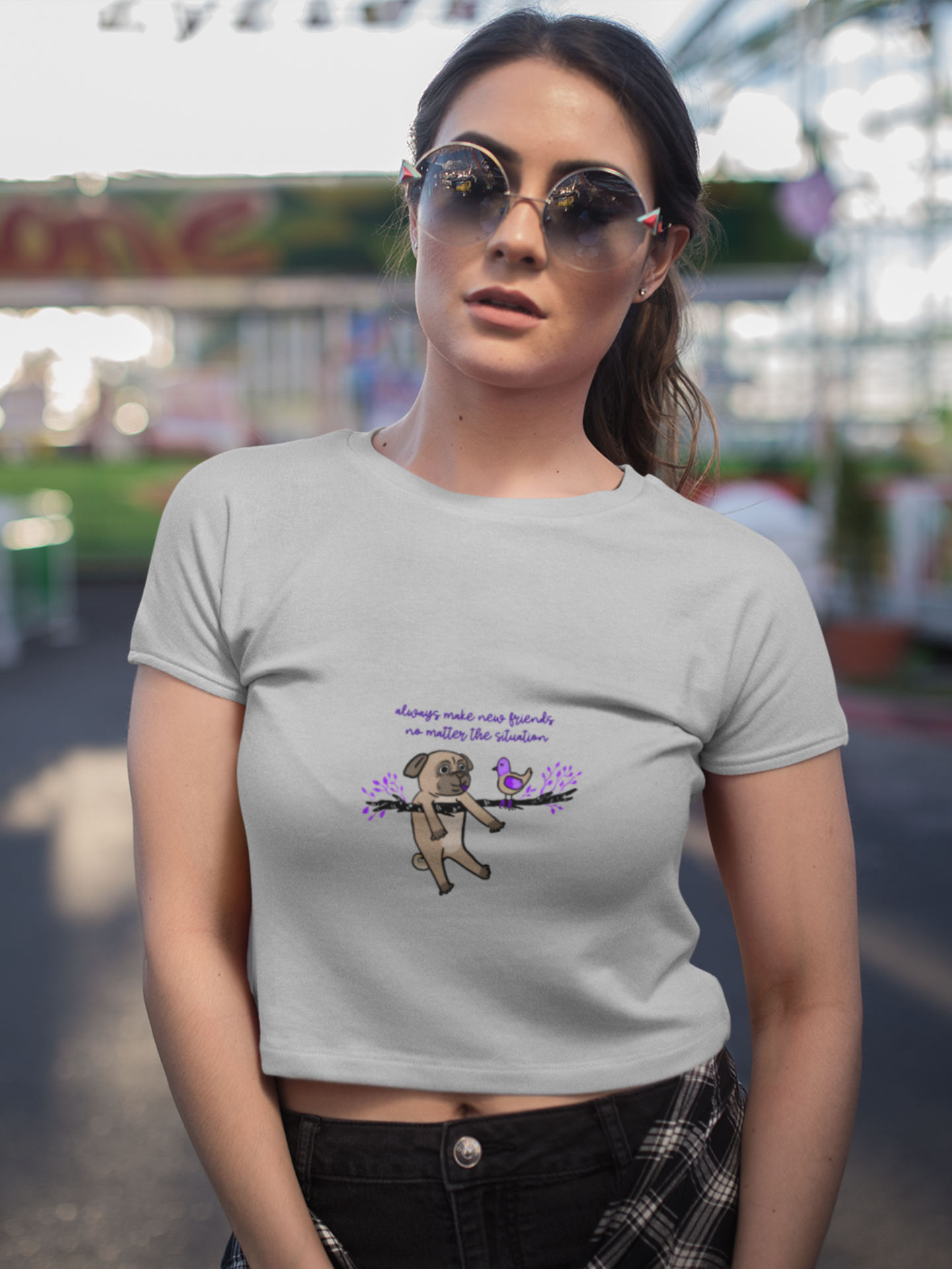 "Always Make New Friends" Women's Crop Top T-shirt