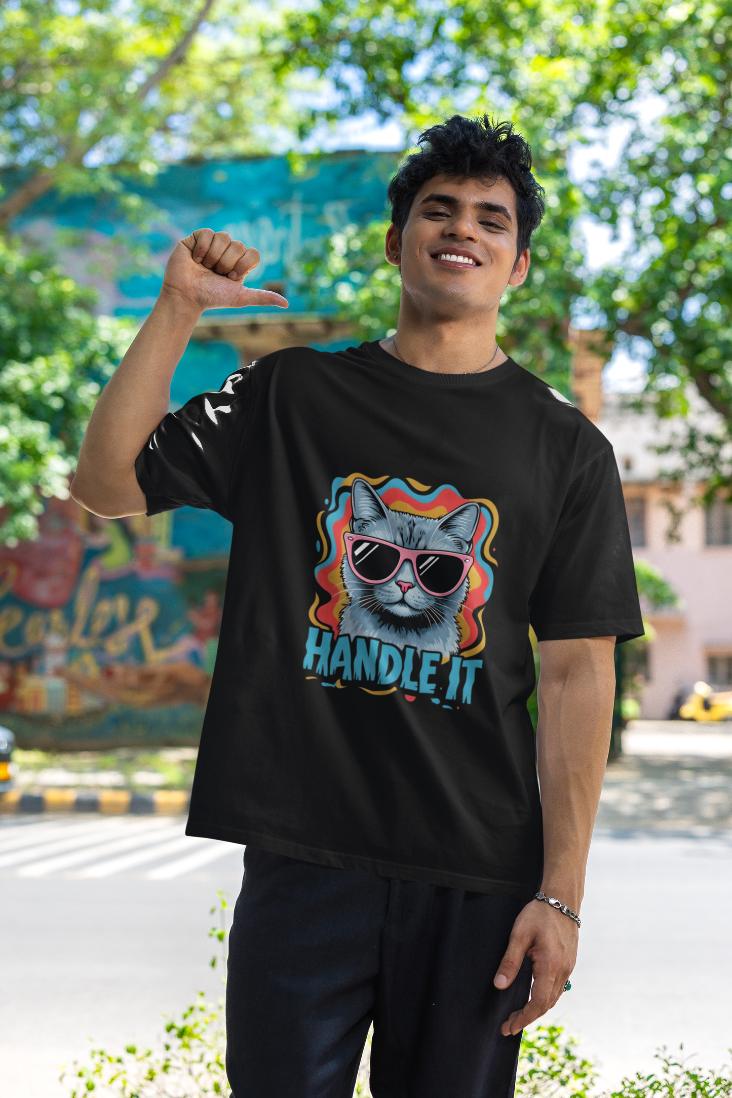 "Handle It" Cool Cat Men T-Shirt