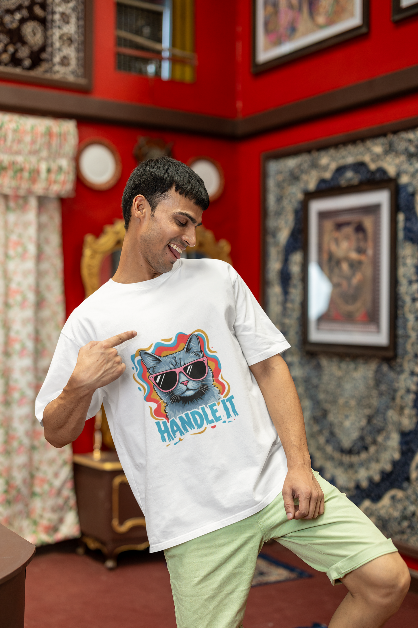 "Handle It" Cool Cat Men T-Shirt