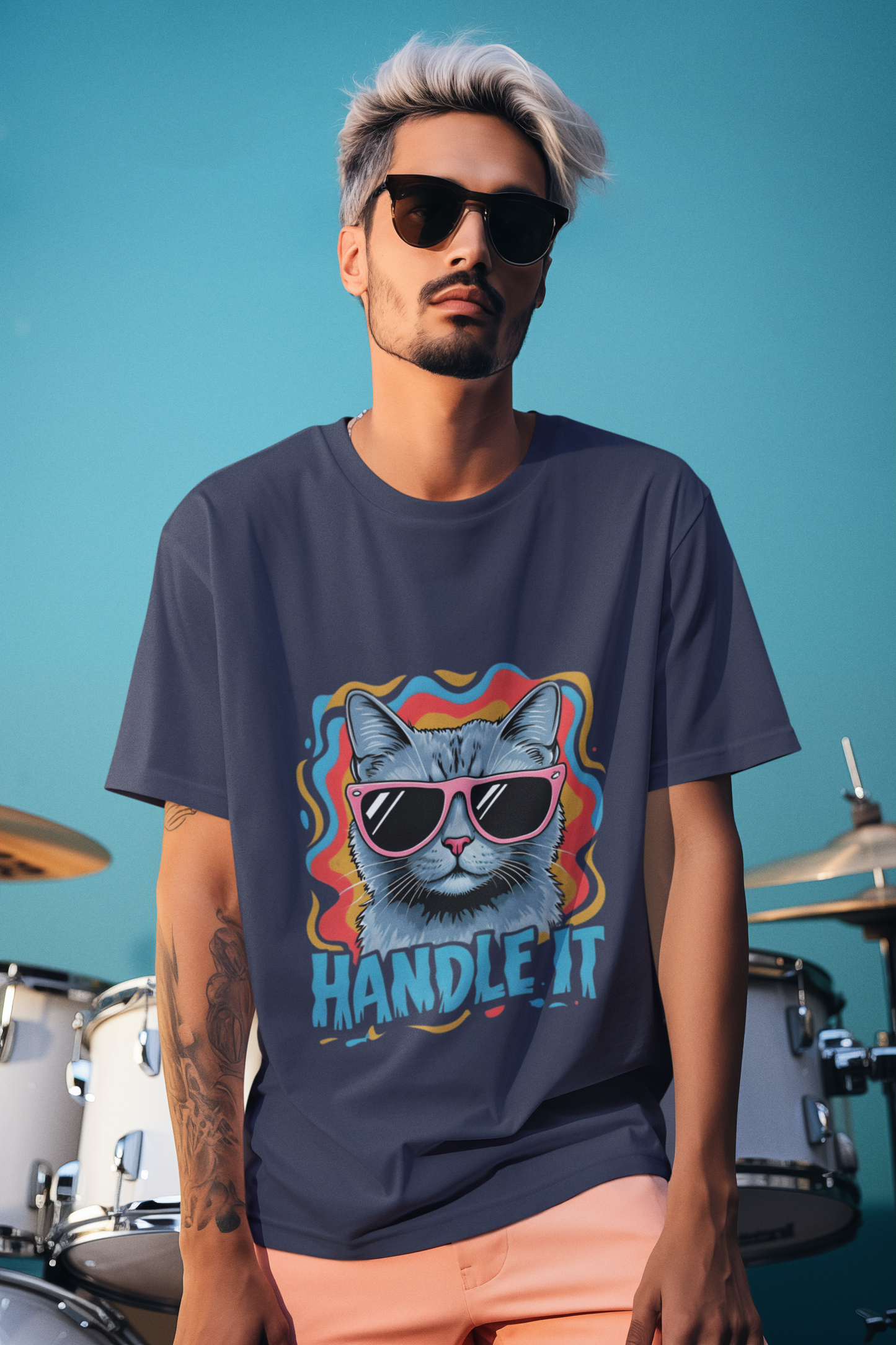 "Handle It" Cool Cat Men T-Shirt