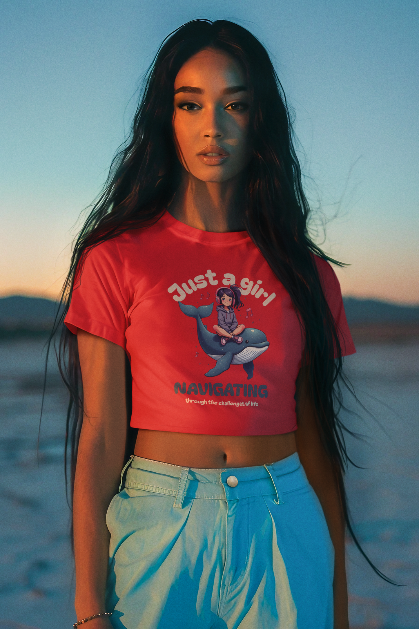 "Just A Girl Navigating Through Challenges Of Life" Women's Crop Top