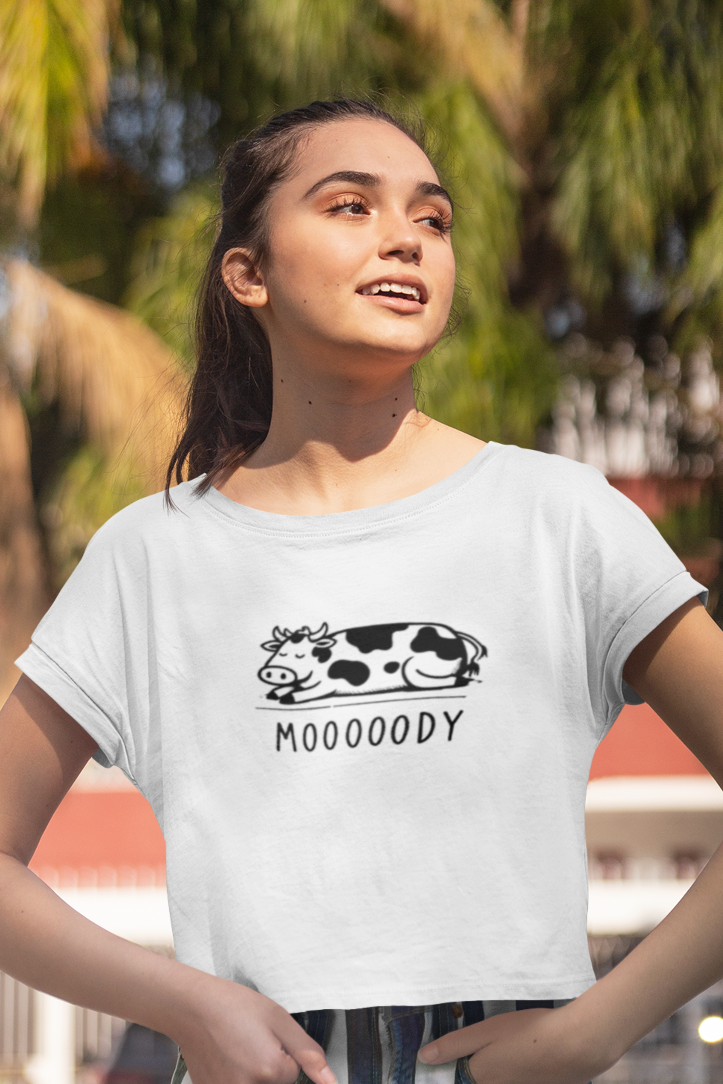 "Mooooody" Cow Womens Crop Top
