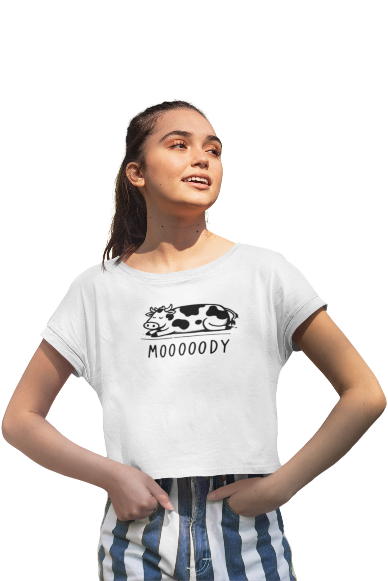 "Mooooody" Cow Womens Crop Top