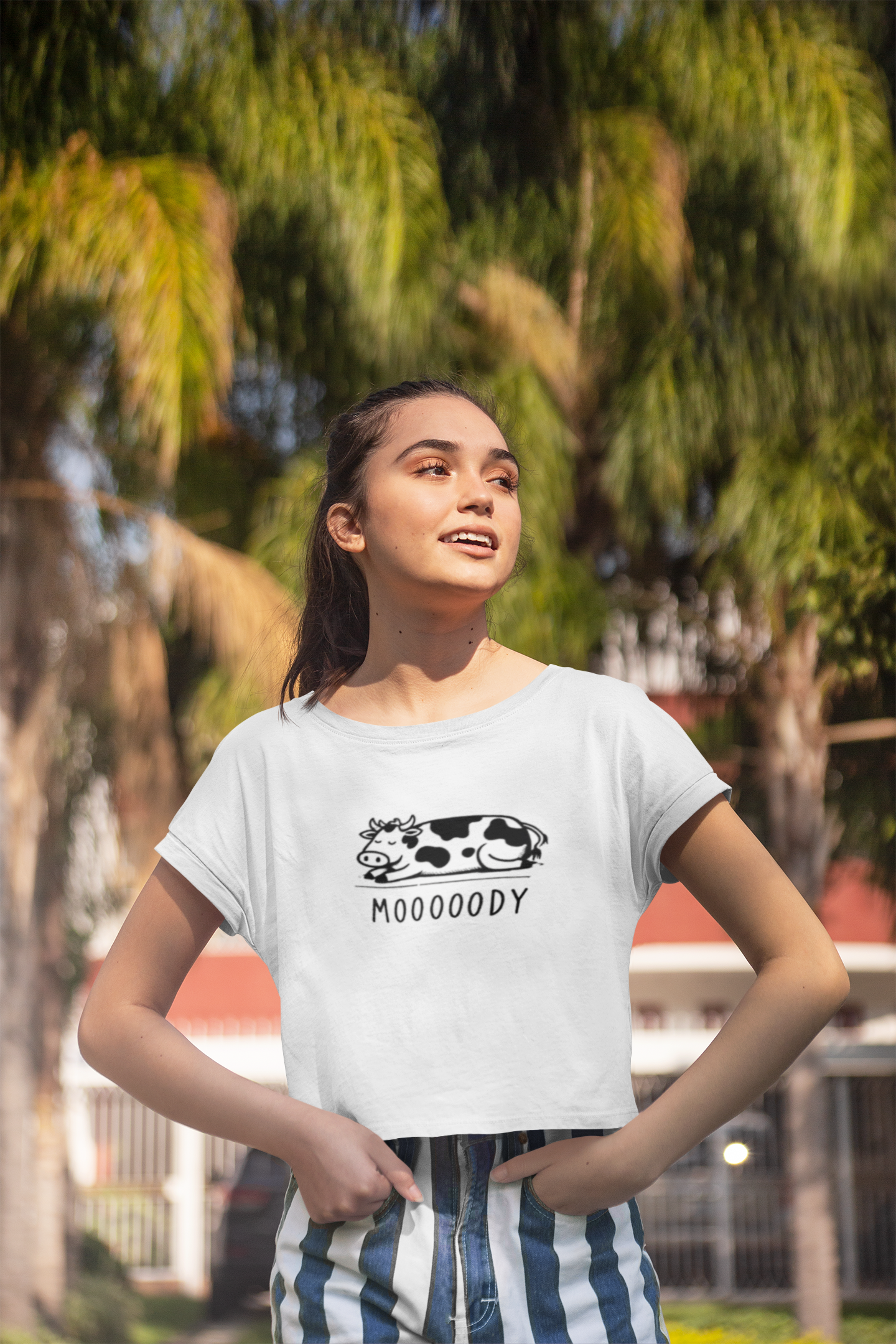 "Mooooody" Cow Womens Crop Top