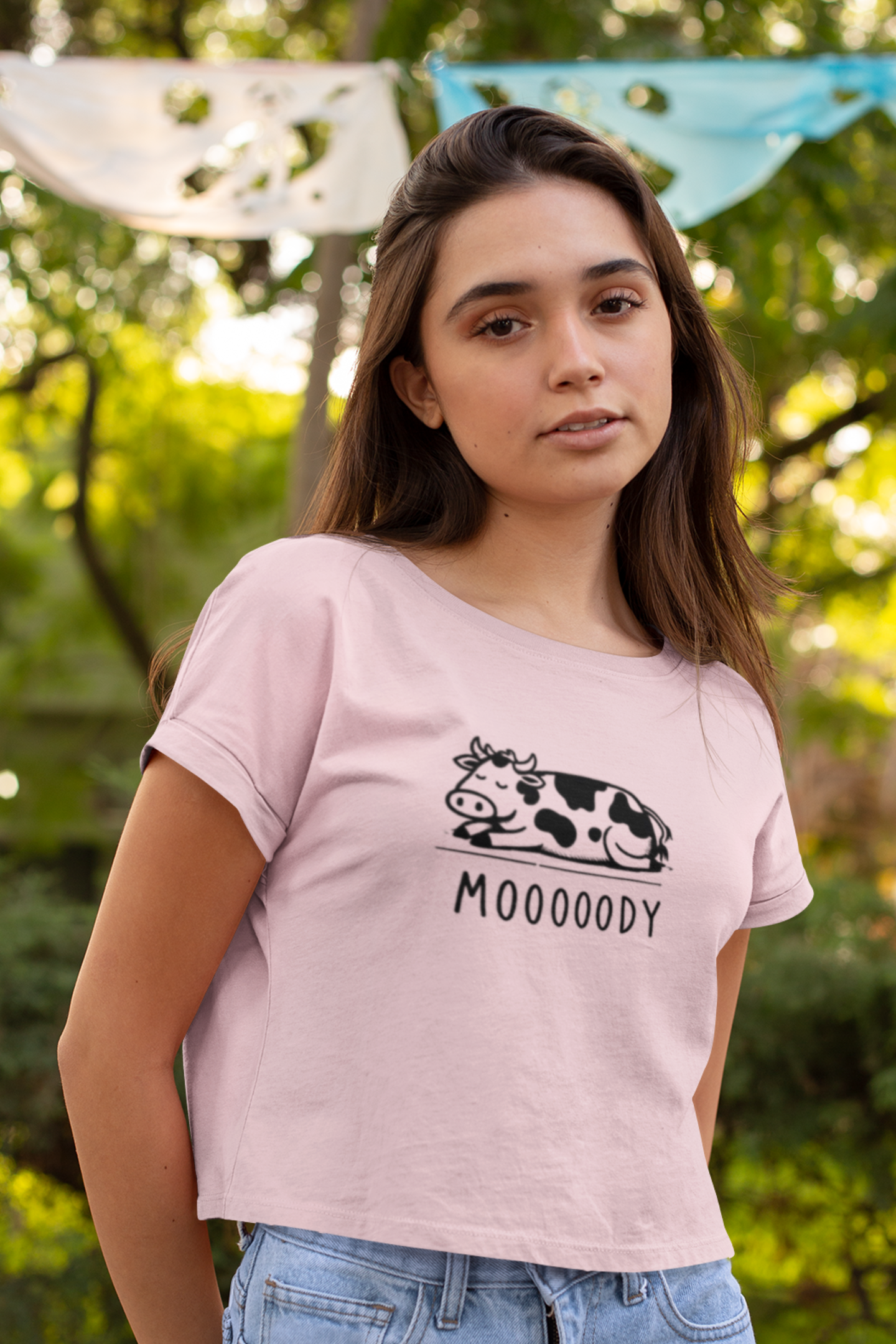 "Mooooody" Cow Womens Crop Top