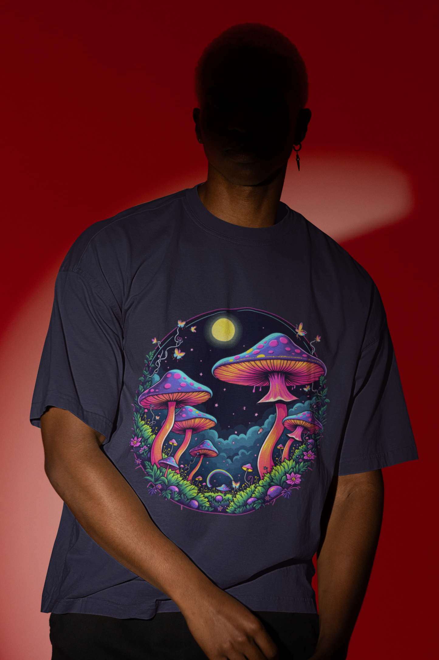 "Moonlit Psychedelia" Men Oversized T-Shirt