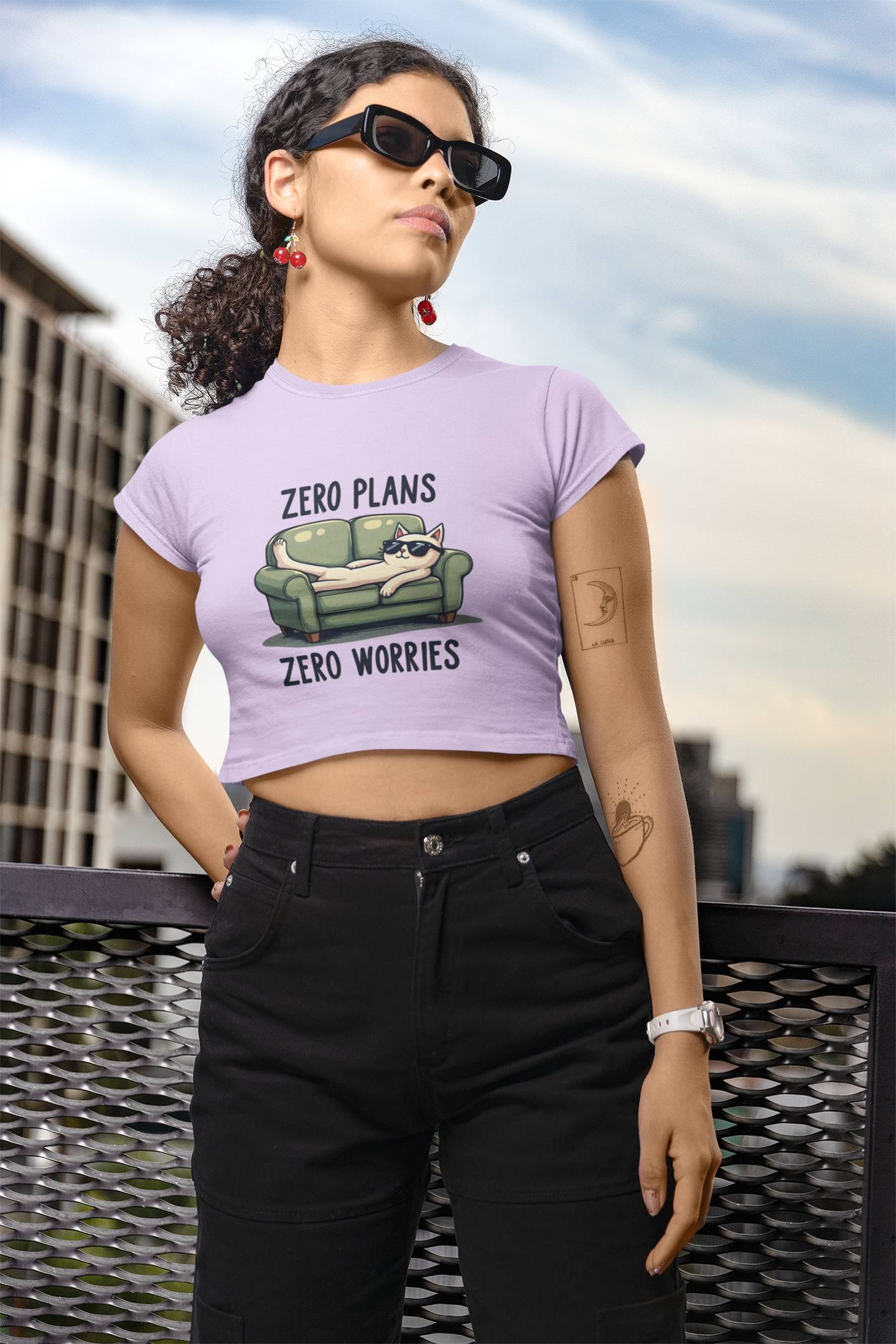 "Zero Plans, Zero Worries" Women's Crop Top