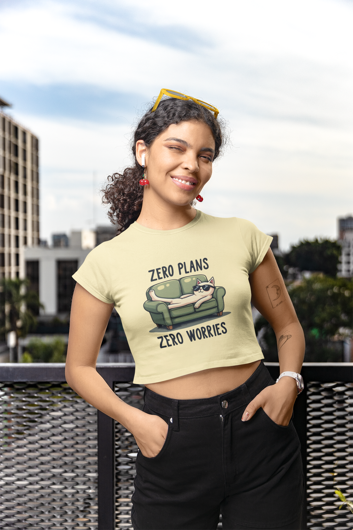 "Zero Plans, Zero Worries" Women's Crop Top