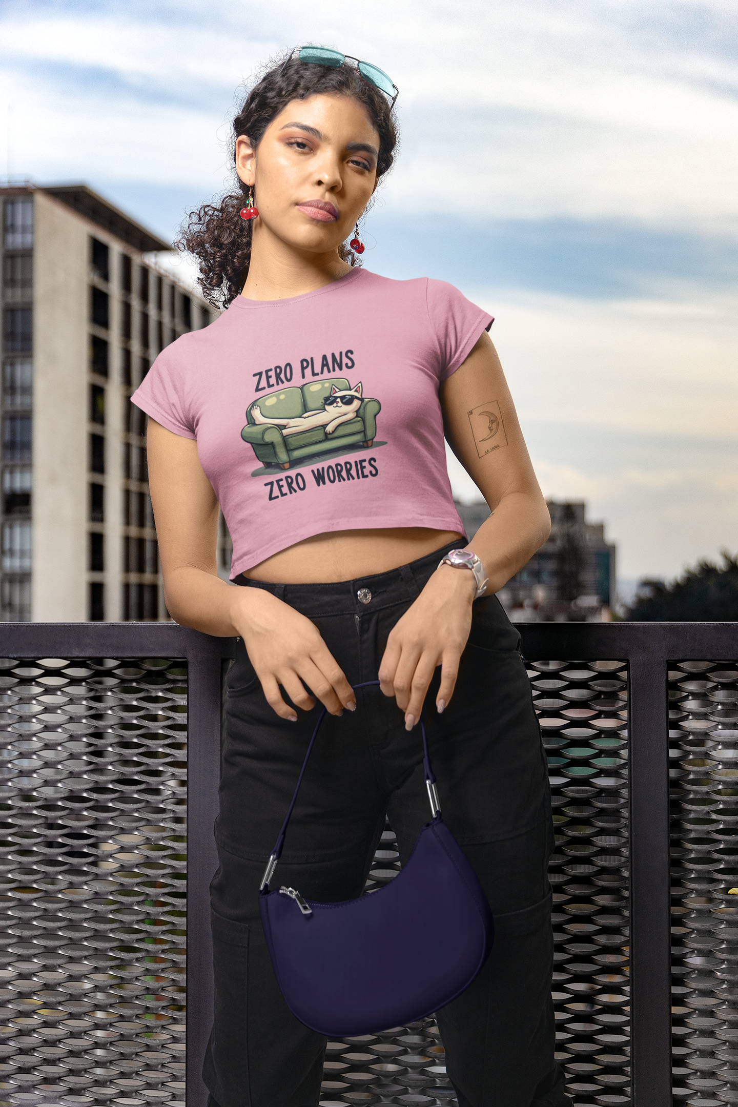 "Zero Plans, Zero Worries" Women's Crop Top