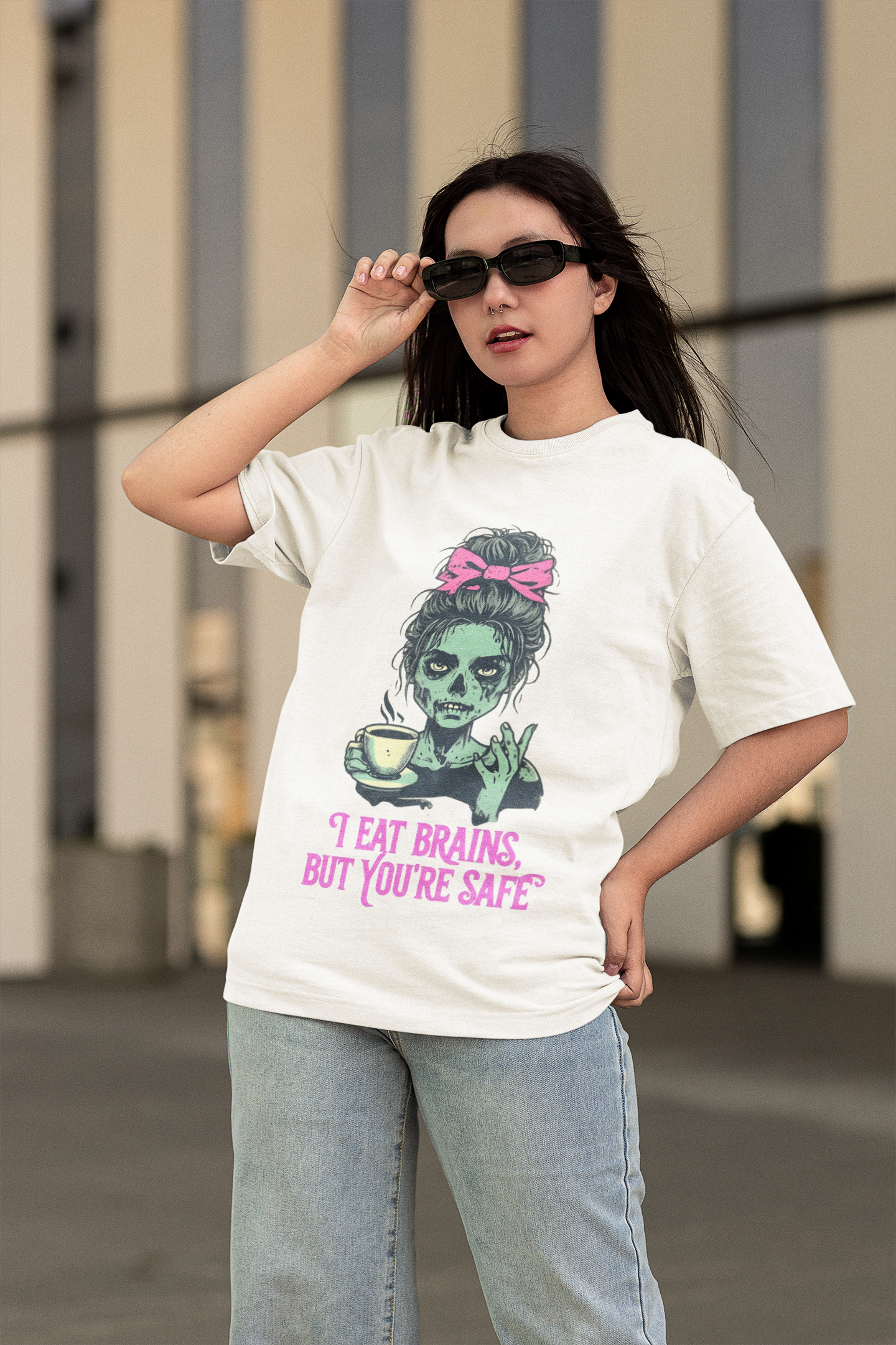 "I Eat Brains But You're Safe" Zombie Women T-shirt