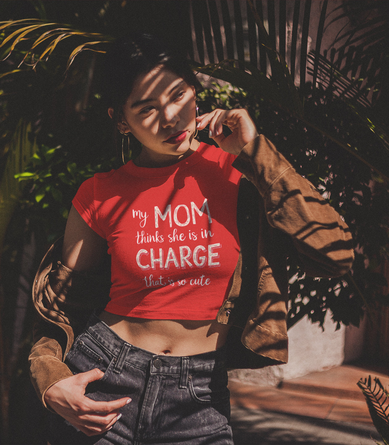 "My Mom Thinks She's In Charge" Women's Crop Top